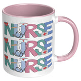 Nurse Doodle 11oz Coffee Mug, Plain White or Color Accent