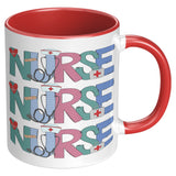 Nurse Doodle 11oz Coffee Mug, Plain White or Color Accent