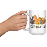 PEACE LOVE FALL 15 oz COFFEE MUG