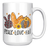PEACE LOVE FALL 15 oz COFFEE MUG