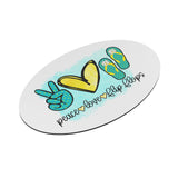 PEACE LOVE FLIP FLOPS Oval Car Magnet, 2 Sizes