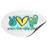 PEACE LOVE FLIP FLOPS Oval Car Magnet, 2 Sizes