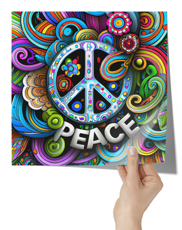POP ART Look 12x12 PEACE SIGN Poster, Glossy or Matte