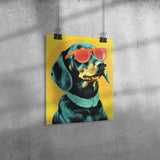 POP ART Look DACHSHUND Wearing Sunglasses 11x14 PRINT POSTER