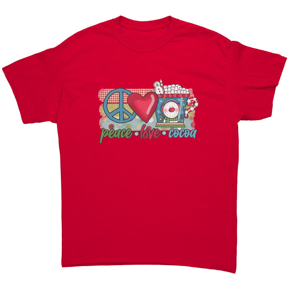 Peace Love Cocoa Christmas Design Unisex T-Shirt
