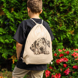 Peeking Dalmatian Drawstring Canvas Backpack