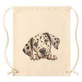 Peeking Dalmatian Drawstring Canvas Backpack