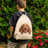 Peeking IRISH SETTER Drawstring Canvas Backpack