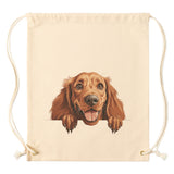 Peeking IRISH SETTER Drawstring Canvas Backpack