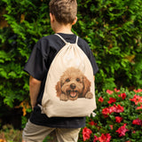 Peeking TOY POODLE Drawstring Canvas Backpack
