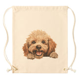 Peeking TOY POODLE Drawstring Canvas Backpack