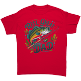 Reel_Great_Dad_Fishing_Design_Unisex_T-S_Red_Front_Mockup.png