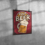 Vintage Retro Look 11x14 BEER Poster, Great for Bar or Man Cave