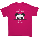 Unicorn_Ninja_Panda_Unisex_T-Shirt_Heliconia_Front_Mockup.png