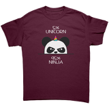 Unicorn_Ninja_Panda_Unisex_T-Shirt_Maroon_Front_Mockup.png