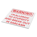 WARNING_I_Am_Allergic_to_Stupidity_Car__SquareCarMagnet_Angle_Mockup.png