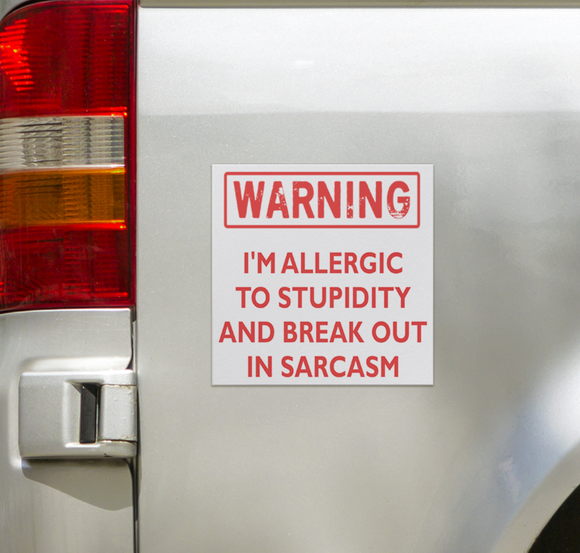 WARNING_I_Am_Allergic_to_Stupidity_Car__SquareCarMagnet_Carside_Mockup.png