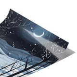 Winter Forest Black Cat 12x18 Poster, Glossy or Matte