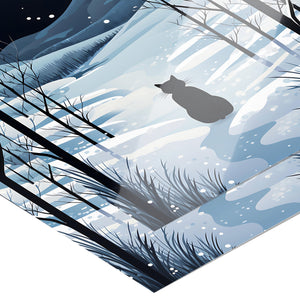 Winter Forest Black Cat 12x18 Poster, Glossy or Matte