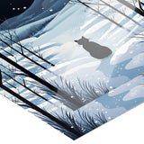 Winter Forest Black Cat 12x18 Poster, Glossy or Matte