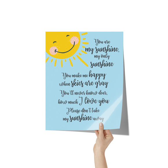 YOU ARE MY SUNSHINE 11x14 Poster Print, Matte or Glossy