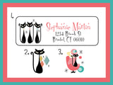Retro Atomic Cats Address Labels: Personalized Return Address, Sets of 30 Personalized Labels