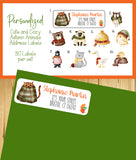 Personalized Cute Autumn Animals Address Labels, Cute and Cozy Creatures, Set of 30 Return Labels
