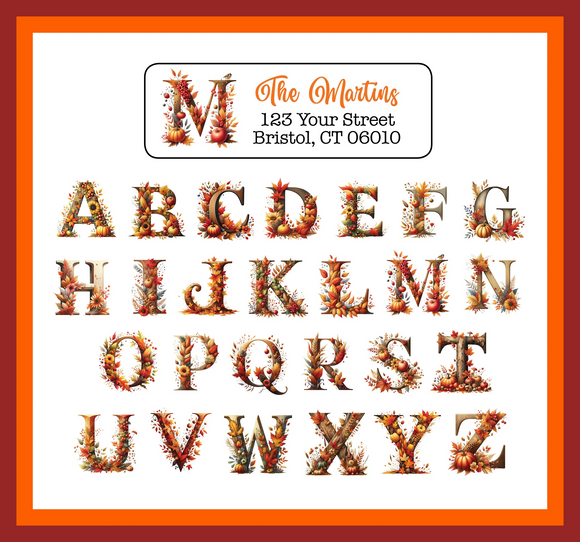 Personalized AUTUMN DESIGN MONOGRAM Initial Address Labels, Return Address Labels, 30 per sheet (Copy)