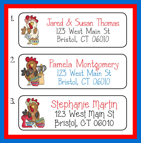 Personalized ADDRESS Labels BAKING CHICKENS, Personalized Return Labels, So Cute!