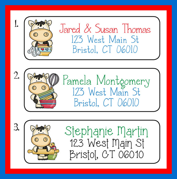 Personalized ADDRESS Labels BAKING COWS, Personalized Return Labels, So Cute!