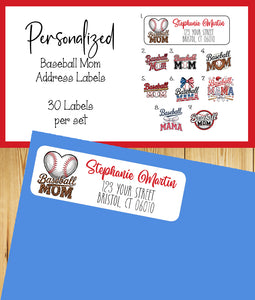 Personalized Baseball Mom Return Address Labels – Property Of Design – Custom Sports Stickers – Set of 30 Mailing Labels