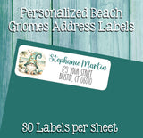 Personalized BEACH GARDEN GNOMES Address Labels, Return Address Labels, 30 per sheet