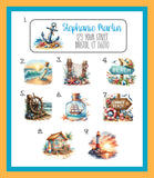 Personalized Address Labels Watercolor Beach Designs, Summer, Ocean, Sets of 30 Labels
