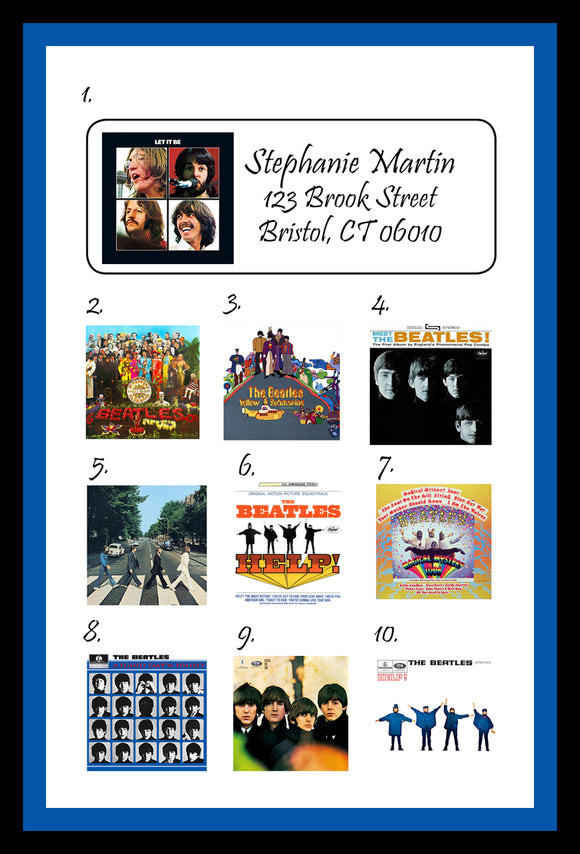 Personalized Beatles Album Cover Labels, Property of, ADDRESS Labels