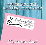 Personalized Elegant BLACK CAT Outline ADDRESS Labels, Sets of 30, Return Labels