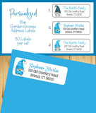 Blue Garden Gnomes Personalized Return Address Labels, Sets of 30 - J & S Graphics