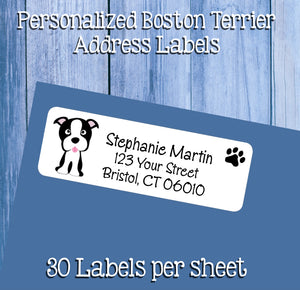 Boston Terrier Return Address Labels, Personalized - J & S Graphics