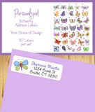 Butterfly Return Address Labels, Butterflies, Personalized - J & S Graphics