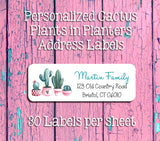 Personalized CACTUS in PLANTER Address Labels, Return Address Labels, 30 per sheet