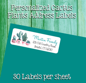 Personalized CACTUS in PLANTER Address Labels, Return Address Labels, 30 per sheet