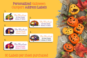 Personalized HALLOWEEN CAMPERS Labels, Property of, Address Labels, Sets of 30 Labels, Pumpkins