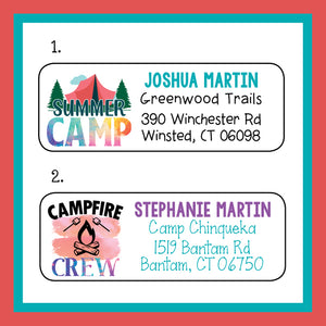 Personalized CAMPING KIDS Return ADDRESS Labels, Great for Kids, Kids Camp Labels, Sets of 30, Summer Camp