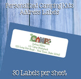 Camp Return Address Labels, Great for Kids, Personalized Camping Labels