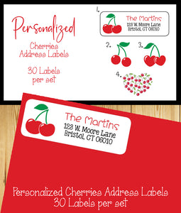 Personalized Cherries Address Labels, Sets of 30 Return Labels