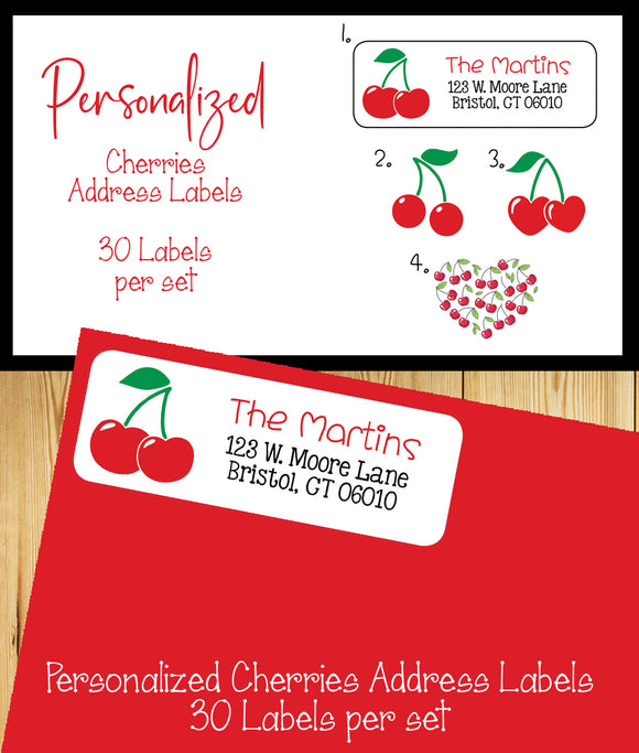 Personalized Cherries Address Labels, Sets of 30 Return Labels