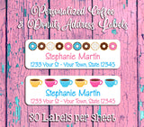 Coffee and Donuts Personalized Return Address LABELS, Donut