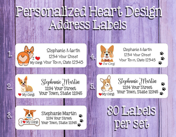 Personalized Corgi Return Address Labels, I Love My Corgi, Dog Labels