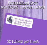 Crows & Ravens Personalized Return Address Labels – Gothic Black Bird Mail Stickers – Set of 30 Custom Labels