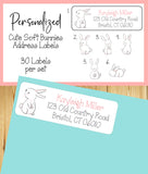 Personalized Cute Bunnies Return Address Labels, Spring - J & S Graphics