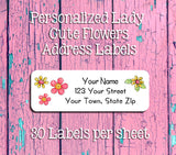 Personalized Cute Pink and Yellow Flowers Return Address Labels - J & S Graphics